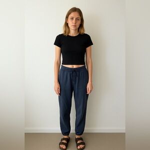 Joe Fresh Women’s Pull-on Lyocell Cropped Jogger Pants Cuffed Hem Grey Small